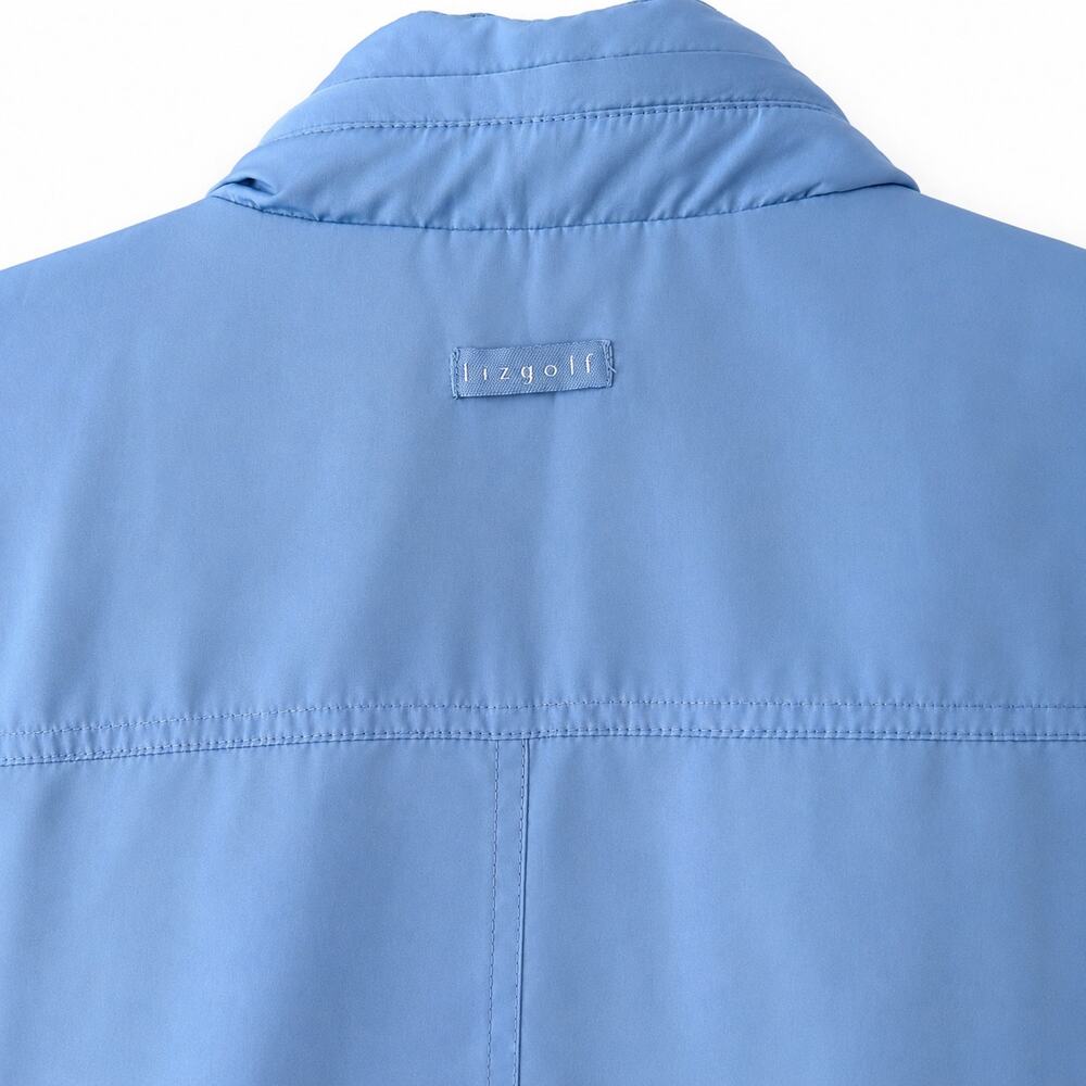 Liz Golf Vest XL Periwinkle Blue Hidden Hood Plaid Lined Snap Zip Golf Vest - Picture 7 of 9